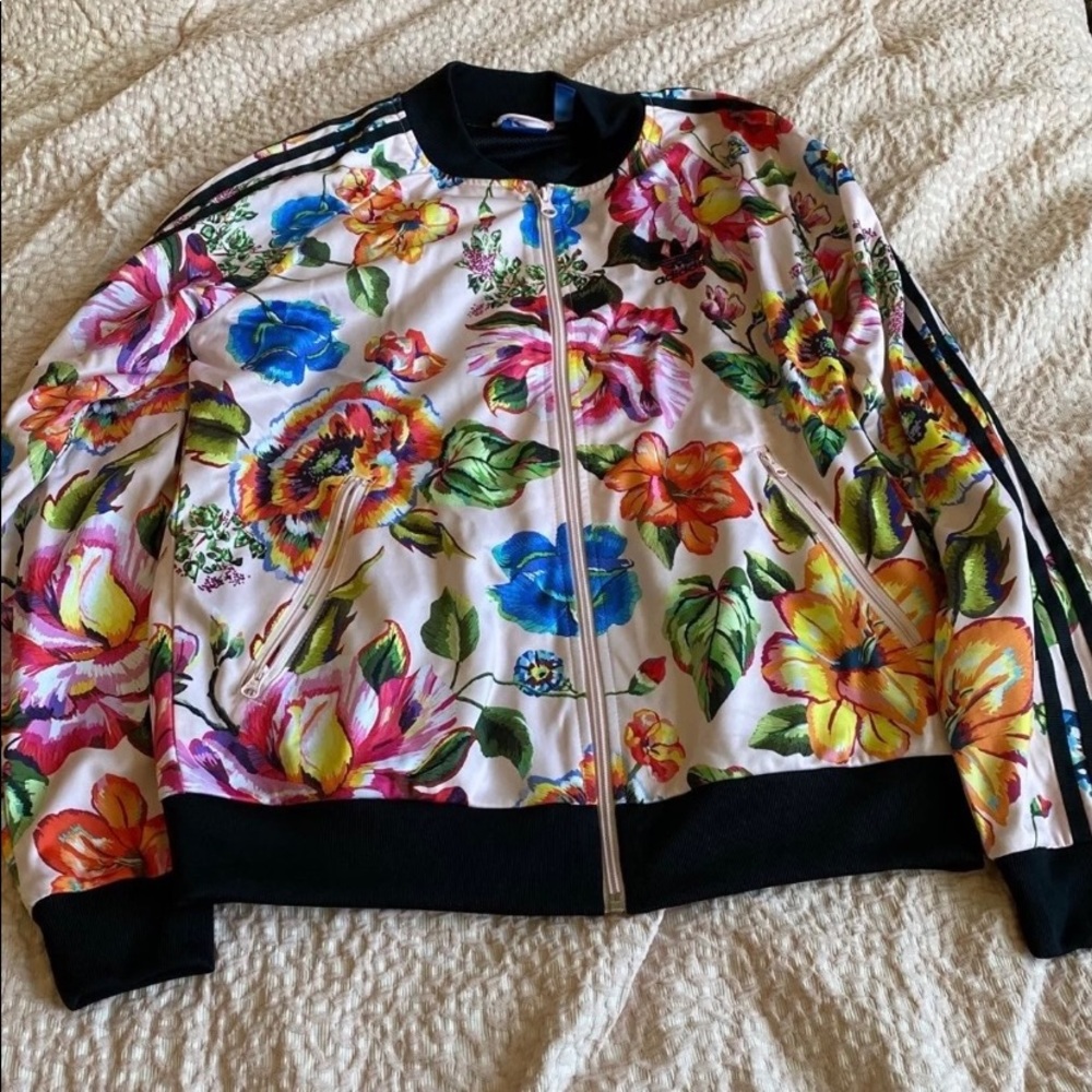 Floral adidas track jacket!